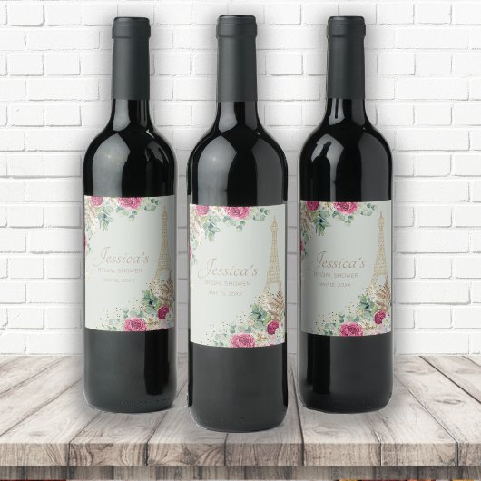 Eiffel Tower Paris Mint Green Vrijgezellenfeest Wijn Etiket