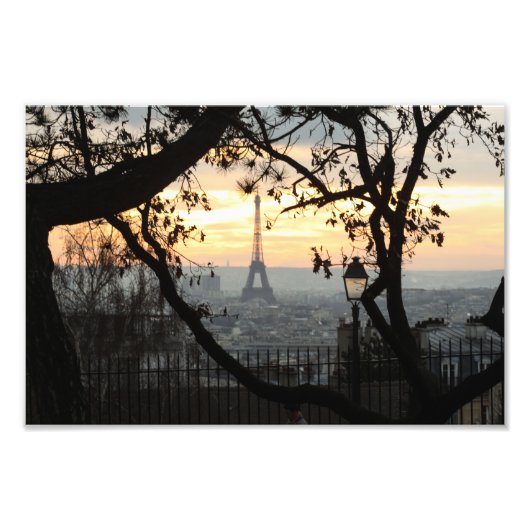 Eiffel Tower Paris Montmartre Sunset - Foto Afdruk (Voorkant)