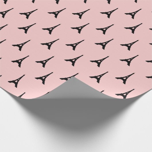 Eiffel Tower Paris Pastel Lila Blush Pink Black Cadeaupapier (Hoek)