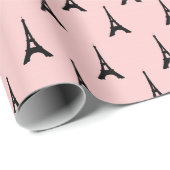 Eiffel Tower Paris Pastel Lila Blush Pink Black Cadeaupapier (Rol Hoek)
