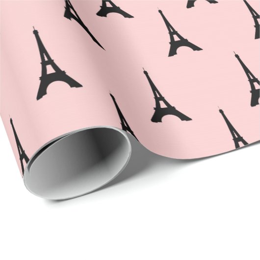 Eiffel Tower Paris Pastel Lila Blush Pink Black Cadeaupapier (Rol Hoek)