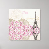 Eiffel Tower, Paris Pink Magnolia Canvas Afdruk (Voorkant)