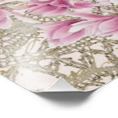 Eiffel Tower, Paris Pink Magnolia Foto Afdruk (Hoek)