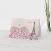 Eiffel Tower, Paris Pink Magnolia Kaart (Voorkant)
