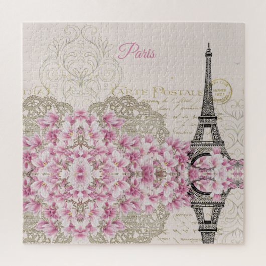 Eiffel Tower, Paris Pink Magnolia Legpuzzel (Verticaal)