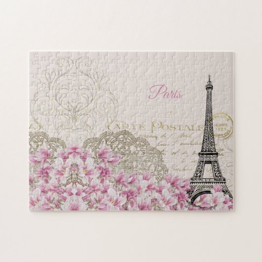 Eiffel Tower, Paris Pink Magnolia Legpuzzel (Horizontaal)