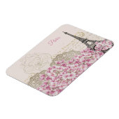 Eiffel Tower, Paris Pink Magnolia Magneet (Linkerzijde)