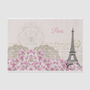 Eiffel Tower, Paris Pink Magnolia Tissue Paper Tissuepapier