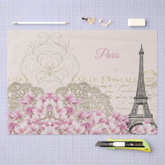 Eiffel Tower, Paris Pink Magnolia Tissuepapier (Craft)