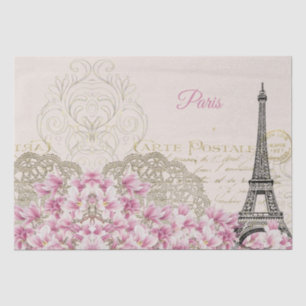 Eiffel Tower, Paris Pink Magnolia Tissuepapier