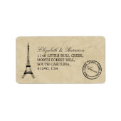  Eiffel Tower Paris Postmark Weddenschap Etiket (Voorkant)