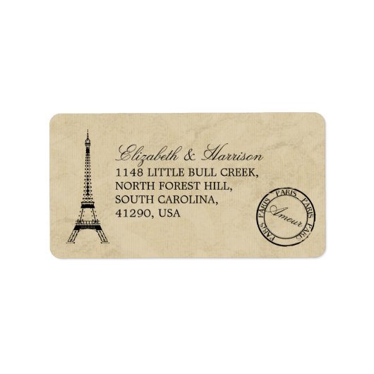  Eiffel Tower Paris Postmark Weddenschap Etiket (Voorkant)