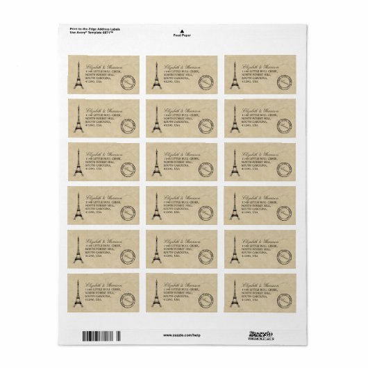  Eiffel Tower Paris Postmark Weddenschap Etiket (Full Sheet)