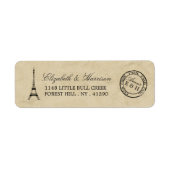 Eiffel Tower Paris Postmark Weddenschap Etiket (Voorkant)