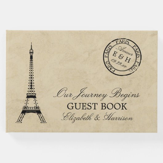  Eiffel Tower Paris Postmark Weddenschap Gastenboek (Voorkant)