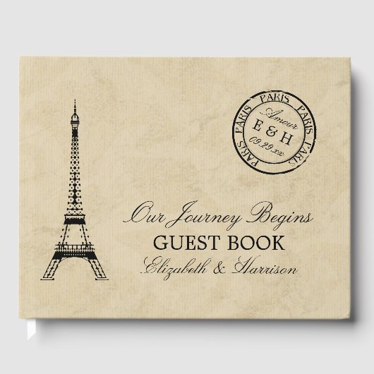  Eiffel Tower Paris Postmark Weddenschap Gastenboek (Voorkant)