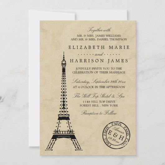  Eiffel Tower Paris Postmark Weddenschap Kaart (Voorkant)