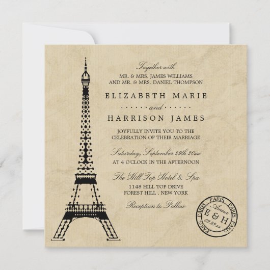 Eiffel Tower Paris Postmark Weddenschap Kaart (Voorkant)