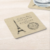 Eiffel Tower Paris Postmark Weddenschap Kartonnen Onderzetters (Schuin)
