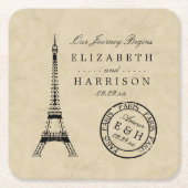 Eiffel Tower Paris Postmark Weddenschap Kartonnen Onderzetters (Voorkant)