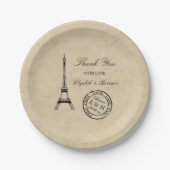 Eiffel Tower Paris Postmark Weddenschap Papieren Bordje (Voorkant)