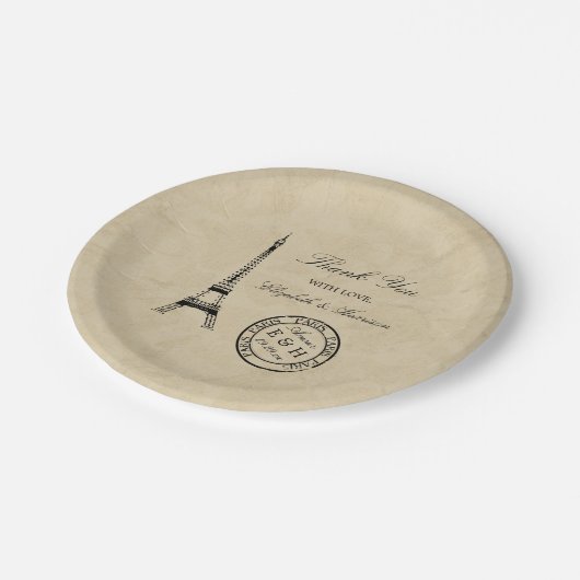  Eiffel Tower Paris Postmark Weddenschap Papieren Bordje (Gekanteld)