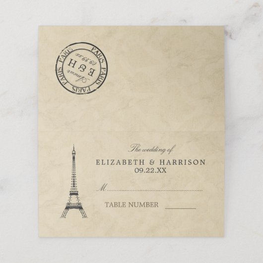  Eiffel Tower Paris Postmark Weddenschap Plaatskaartje (Buitenkant ongevouwen)
