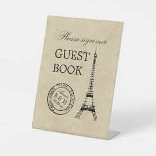  Eiffel Tower Paris Postmark Weddenschap Reclamebord Met Voetstuk