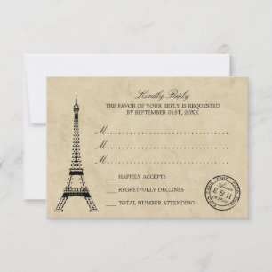  Eiffel Tower Paris Postmark Weddenschap RSVP Kaartje