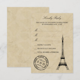 Eiffel Tower Paris Postmark Weddenschap RSVP Kaartje