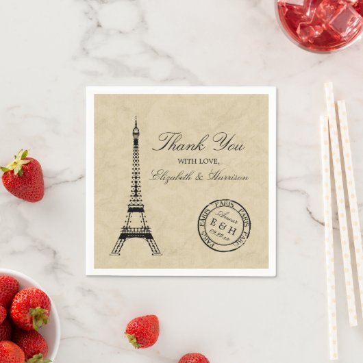 Eiffel Tower Paris Postmark Weddenschap Servetten (Insitu)