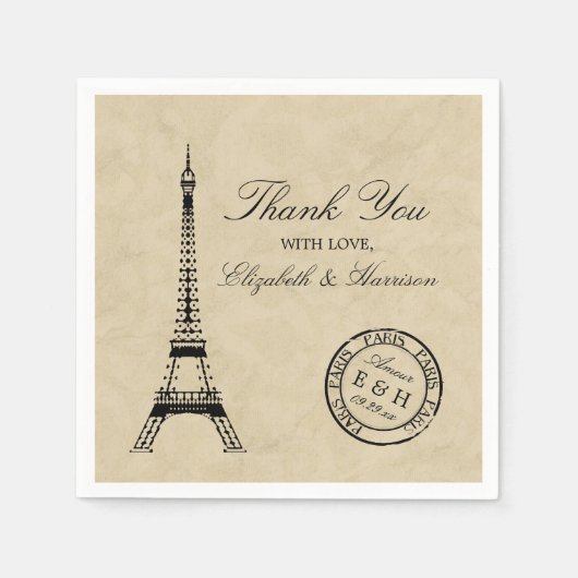 Eiffel Tower Paris Postmark Weddenschap Servetten (Voorkant)