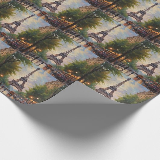 Eiffel Tower Paris Reis  Retro Art Cadeaupapier (Hoek)