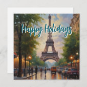 Eiffel Tower Paris Reis  Retro Art Feestdagenkaart (Voorkant / Achterkant)