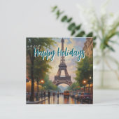 Eiffel Tower Paris Reis  Retro Art Feestdagenkaart (Staand voorkant)