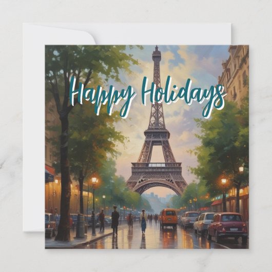 Eiffel Tower Paris Reis  Retro Art Feestdagenkaart (Voorkant)
