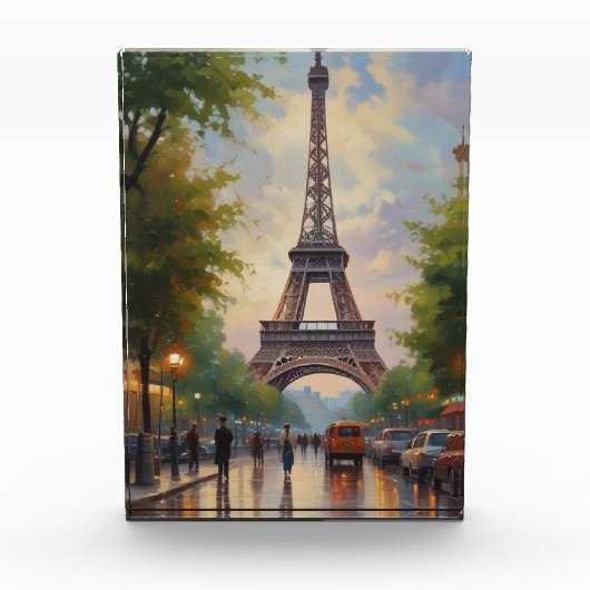 Eiffel Tower Paris Reis Retro Art Fotoblokken (Voorkant)