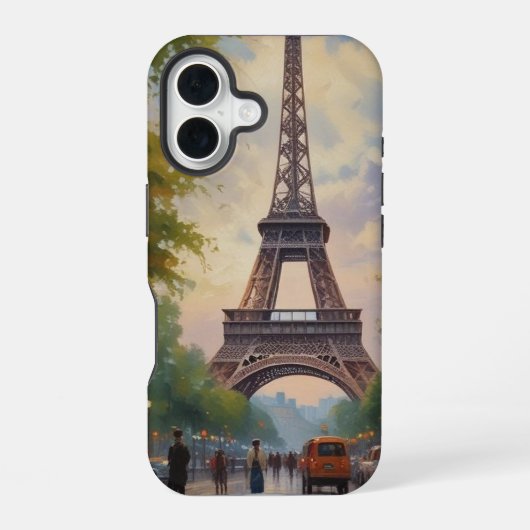Eiffel Tower Paris Reis  Retro Art iPhone 16 Hoesje (Achterkant)