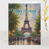 Eiffel Tower Paris Reis Retro Art Kaart (Gele Bloem)