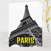 Eiffel Tower Paris Reis Retro Art Kaart (Gele Bloem)