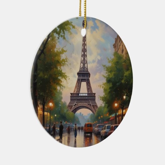 Eiffel Tower Paris Reis  Retro Art Keramisch Ornament (Rechts)