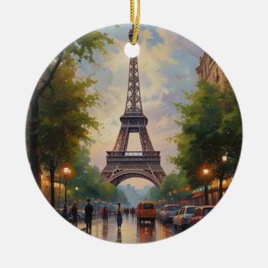 Eiffel Tower Paris Reis  Retro Art Keramisch Ornament (Voorkant)