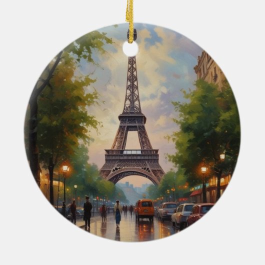 Eiffel Tower Paris Reis  Retro Art Keramisch Ornament (Achterkant)