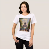 Eiffel Tower Paris Reis  Retro Art Tri-Blend Shirt (Voorkant volledig)