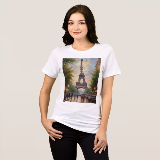 Eiffel Tower Paris Reis  Retro Art Tri-Blend Shirt (Voorkant volledig)