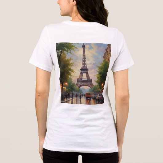 Eiffel Tower Paris Reis  Retro Art Tri-Blend Shirt (Achterkant)