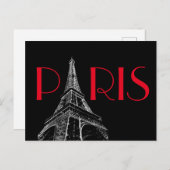 Eiffel Tower Paris Reizen Black White Red Pop Art Briefkaart (Voorkant / Achterkant)
