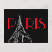 Eiffel Tower Paris Reizen Black White Red Pop Art Briefkaart (Voorkant)