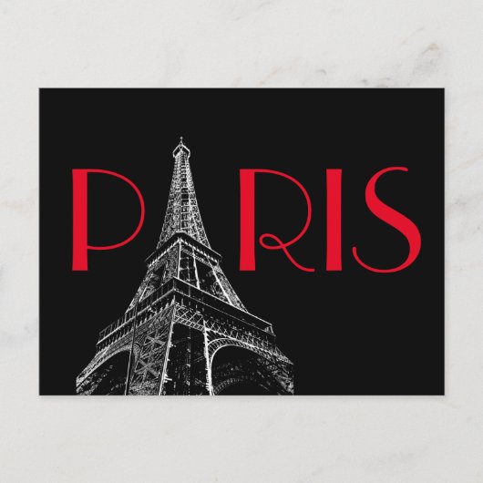 Eiffel Tower Paris Reizen Black White Red Pop Art Briefkaart (Voorkant)