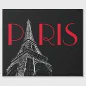 Eiffel Tower Paris Reizen Black White Red Pop Art Cadeaupapier (Vlak)